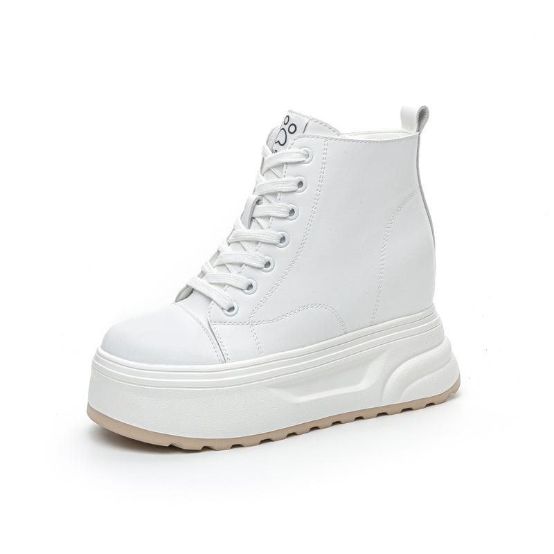 High-top shoes women's autumn and winter 2025 new little white shoes platform-soled lace-up short boots women's fashion solid color simple women's sho
