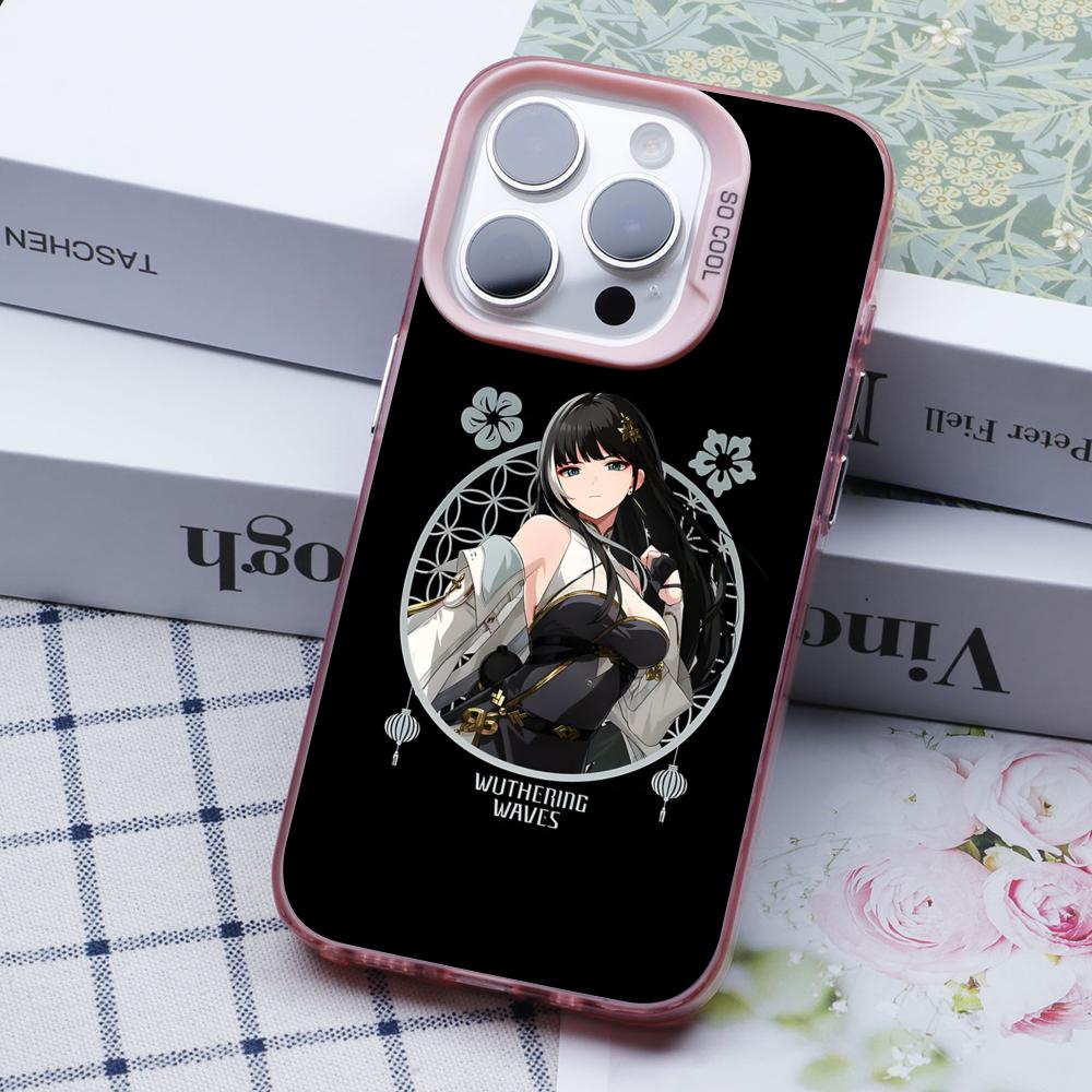 Wuthering Waves Baizhi Phone Case for iPhone 17 16 15 14 13 12 11 X XR XS Air Pro Max Plus Pink Colorful Silver Cover