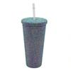 Rhinestone Cold Brew Coffee Cup: Double-Layered PS Straw Cup, Large Capacity, Perfect Gift for Women/Girls