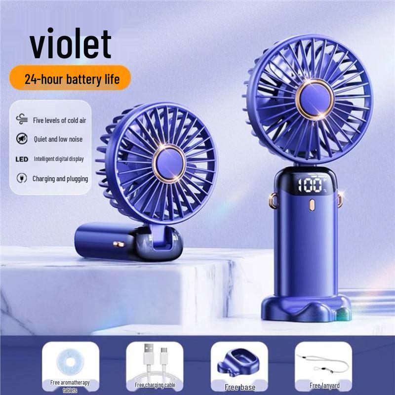 Portable Handheld USB Foldable Mini Fan with Digital Display for Desk or Outdoor Use