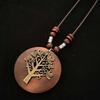 Round Clothing Pendant Retro Ethnic Sweater Necklace Gifts Vintage Leather Lanyard  Women Girls