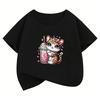 Leopardenmuster Katze T-Shirts Kurzarm Katze Lustig Manga Kinder Kinder T-Shirt Jungen Mädchen Lässiges Oberteil T-Shirt Sommer Frühling