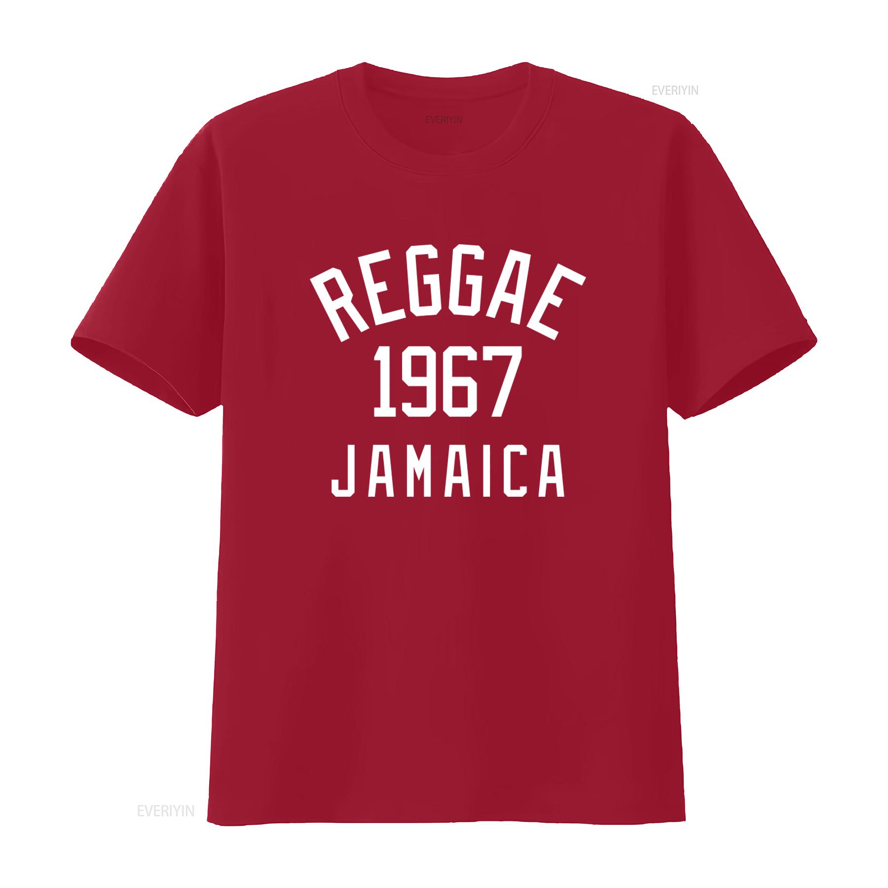 

Reggae 1967 Jamaica Print T Shirt for Retro Style Casual vintage Washed Top For Everyday Wear Versatile homme graphic fashion S