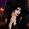 Halloween Press Nails Black Purple Pumpkin Moon Dark Gothic Pcs Removable Fake Nails No Tools Needed