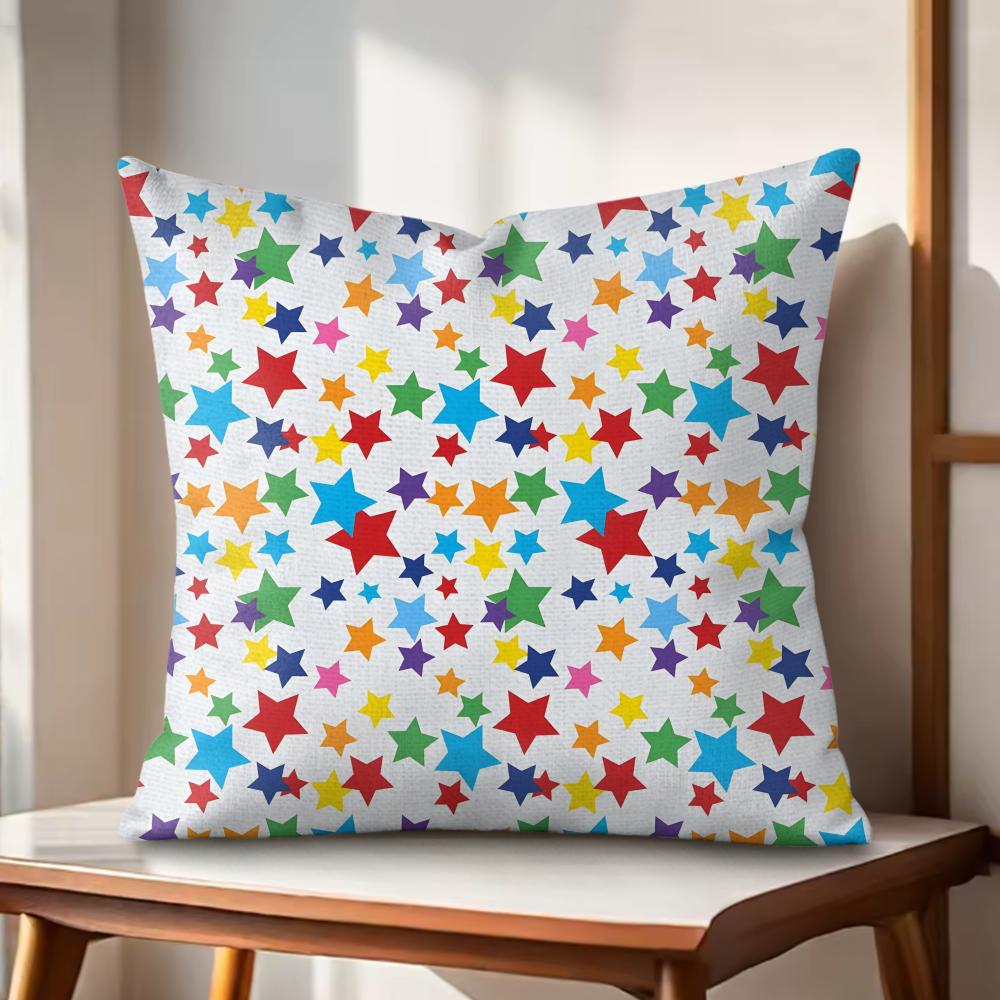 Classic Stars Cushion Cover Natural Linen Organic Fabric DoubleSided Printing Couch Pillow Covers Home Decor