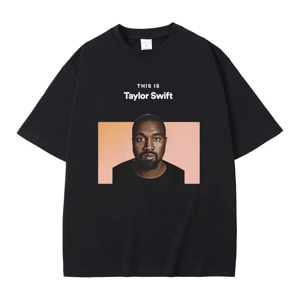 

This Is Kanye West Flat Print T-Shirt Women s Hip Hop Fun T-Shirt Rapper Kanye Avatar Oversized Casual T-shirt S чёрный