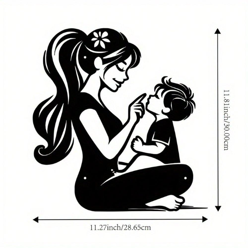 Elegant Mother Child Metal Wall Sculpture Premium Indoor Outdoor Art for Living Room Courtyard Timeless Hanging Home Decor
