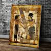 2pcs Vintage Egyptian Canvas Wall Art, Hieroglyphic & Sphynx Designs, Unframed Room Decor, Ideal Gift for Bedroom, Warm Earthy T