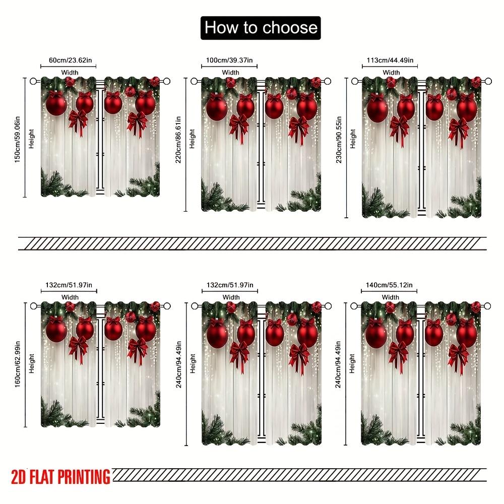 Christmas Red Green Curtains Flat Print Polyester Indoor Party Birthday Celebration Festive Decor Curtain Set Of 2 Made Washable