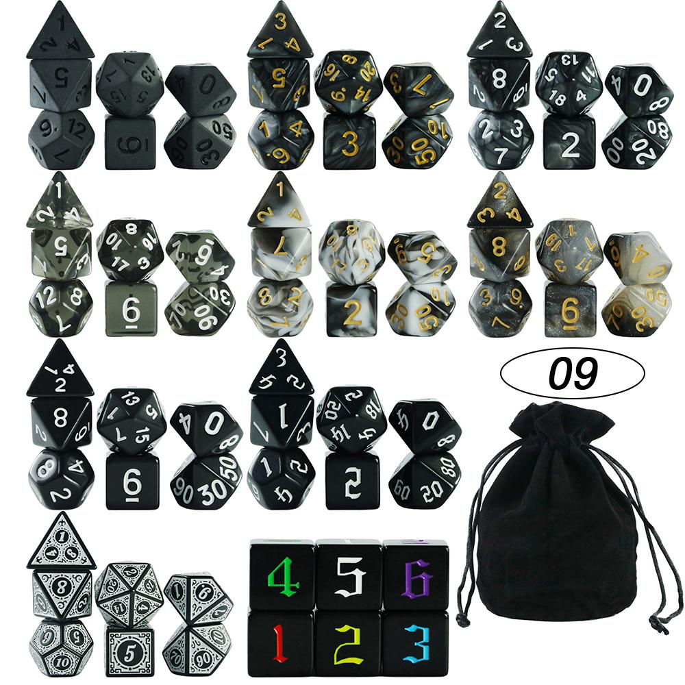 Dice Acrylic Dice Party Games High Class Acrylic Dice Amazing Mixed Colours 10 Set DND Game Dice With Bag For Role Playing Games