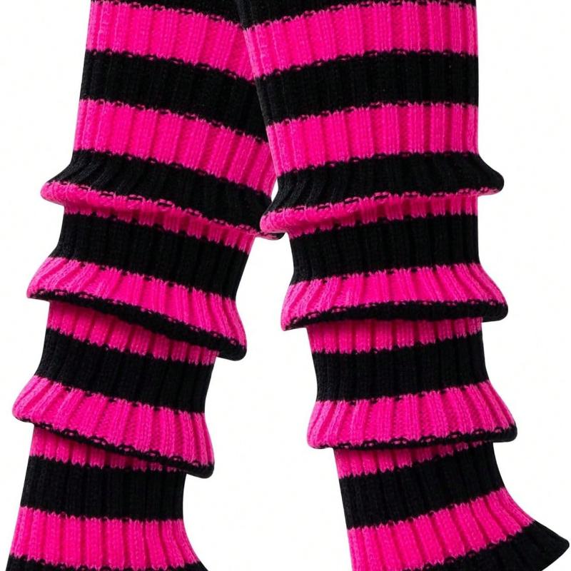 

1 пара женских гетр, гетры в рубчик для вечеринок, танцев, спорта, йоги one-size горячий розовый