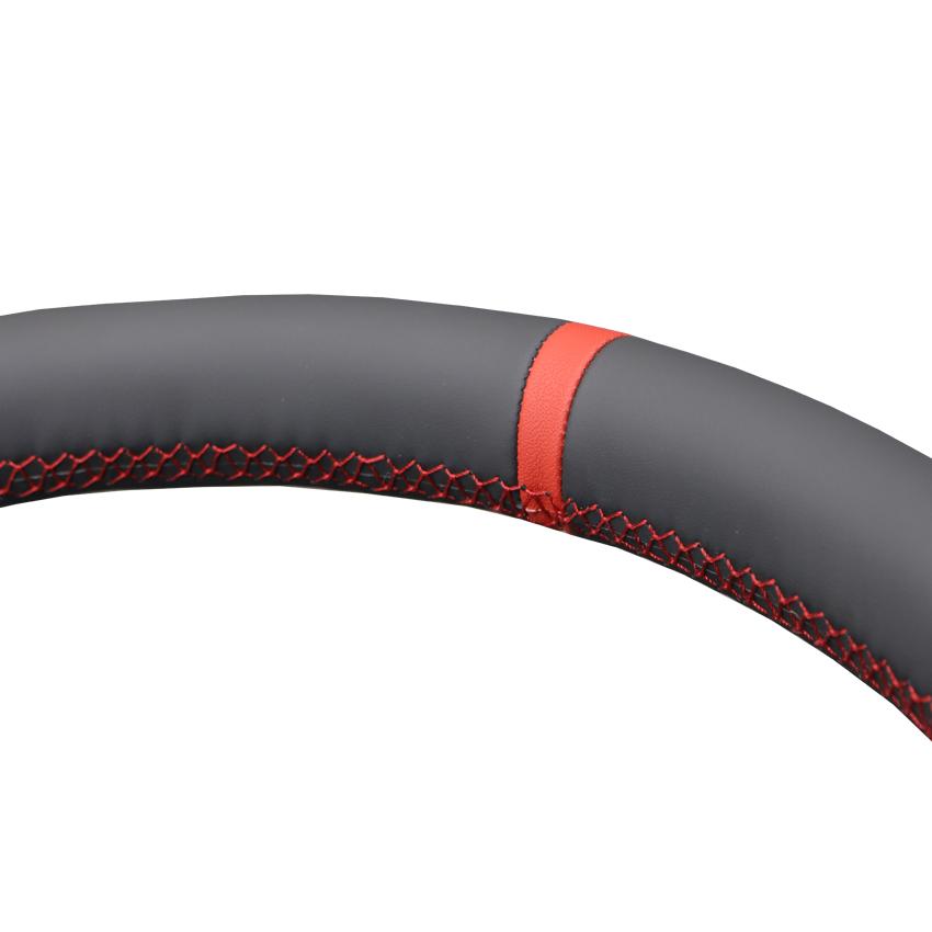 Schwarzes, handgenähtes, weiches und rutschfestes Kunstleder-Lenkradbezug für Ford Mustang 2005 2006 2007 2008 2009 2010 2011 2012