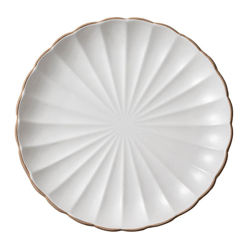 Fächerförmiger Rand Keramikteller, Haushalt Kreativteller, Gemüseteller, Salatteller, Geschirr, Dessertteller, Speiseteller, Pastateller.