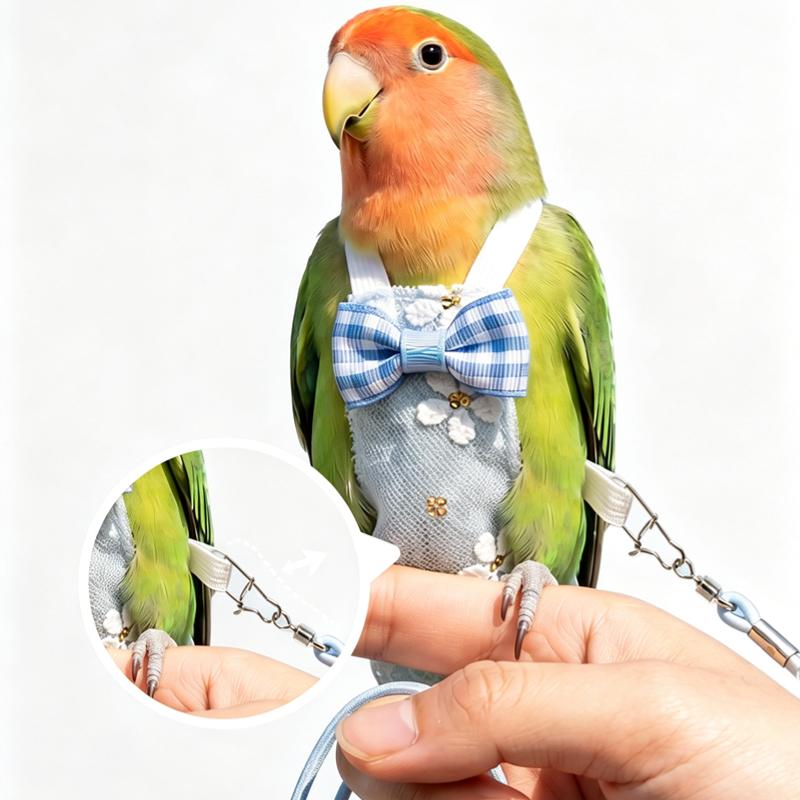 Parrot Mesh Diaper with Bowtie Bird with Leash Rope Bird Flight Suits Cockatiel  Small Medium Birds Flight Suit Washable