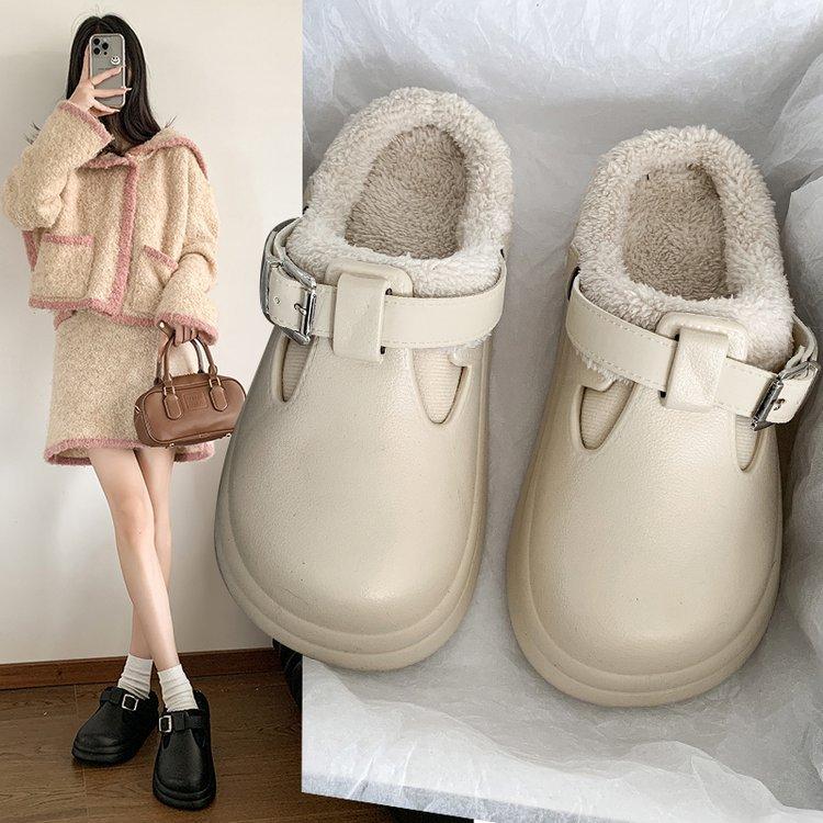 

New waterproof cotton slippers women s autumn and winter warm indoor home home home use fleece thickened outer wear 36/37 чорний