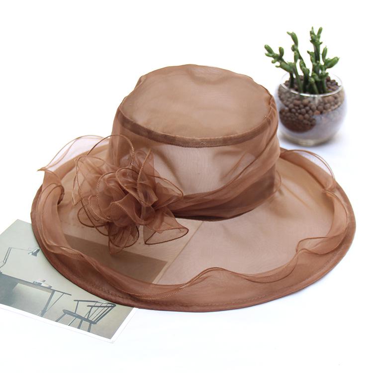 Veil Edge Sun Hat Ladies Summer Flower Organza Top Hat Beach Uv Protection Sun Hat