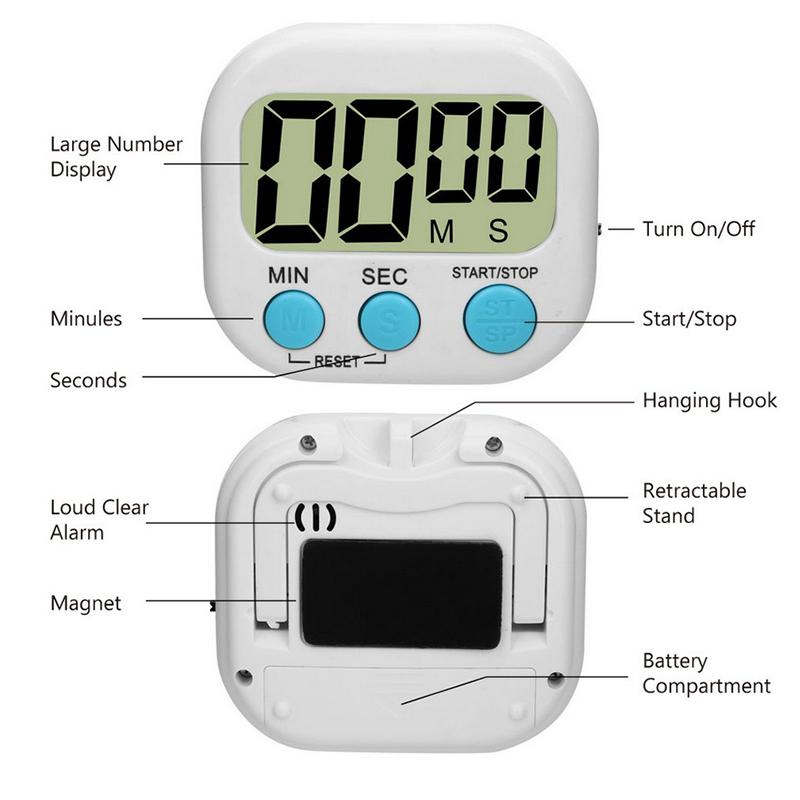 LED Counter Display Alarm Clock Electronic Countdown Sports Magnetic Digital Timer Kitchen Cooking Shower Study Stopwatch3