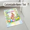 שטיח קטיפה קריסטל בנושא ארנב הפסחא, שם מותאם אישית, טקסט, שטיח רצפה רך, עיצוב לבית