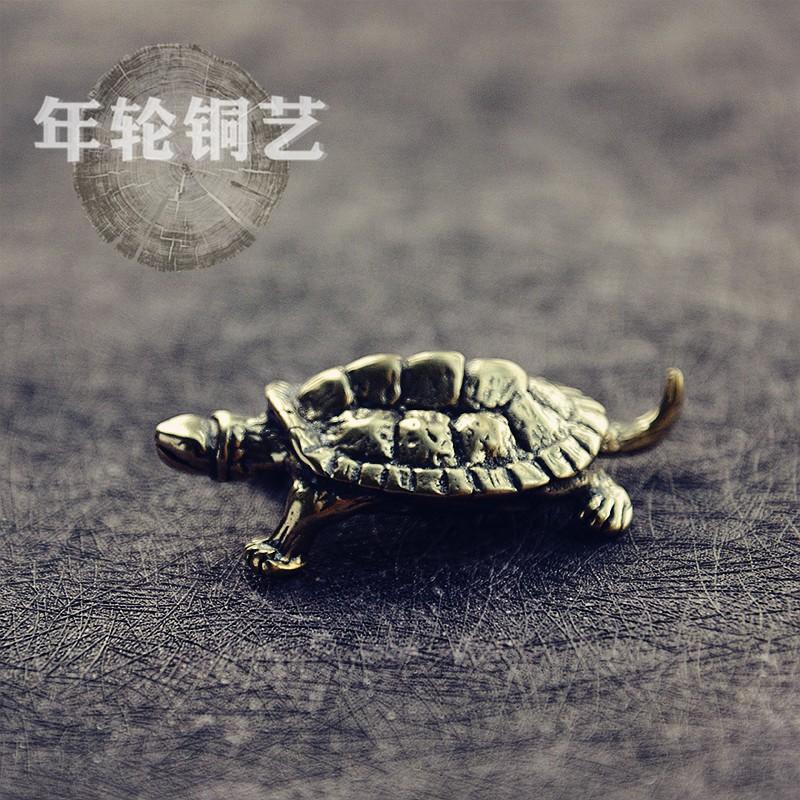 Handcrafted Solid Brass Tortoise Figurine Home Decor Tea Pet Stress Relief Fidget Object