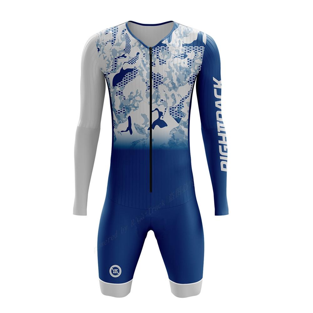 Righttrack Sport Herren Radsport-Einteiler Performance Langarm Schnelltrocknend UV-Schutz Speedsuit Trisuit Rennrad MTB Bekleidung
