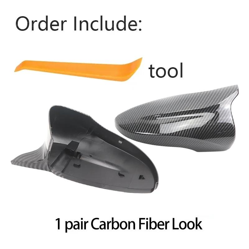 Carbon Fiber Style Black Rearview Side Mirror Cover Cap for VW JETTA MK6 Volkswagen Passat B7 Scirocco Beetle CC Eos Replacement