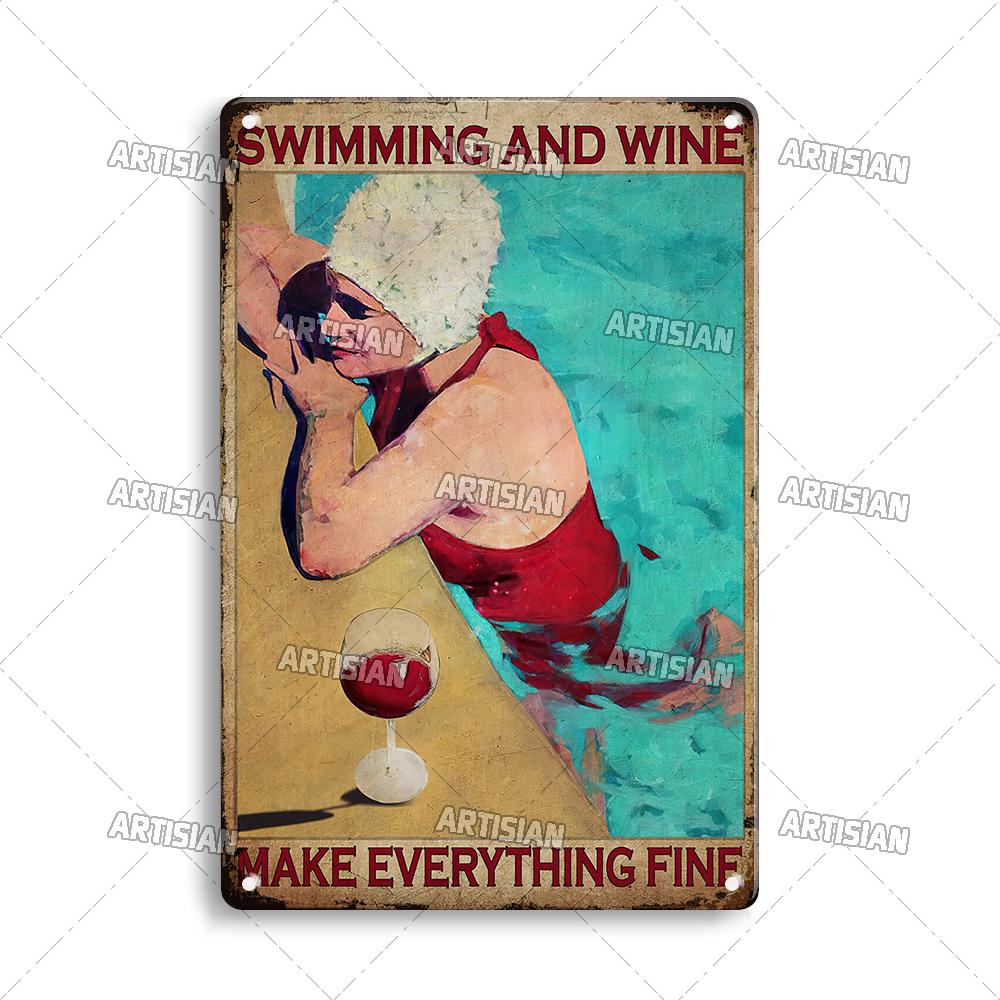 Artisian Sport Metallschild Schwimmen Blechschild Tauchen Dekoratives Poster Wanddeko Garage Bar Pub Club Hotel Café Küche Zuhause
