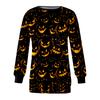 Women Fashion Halloween Printed Long Sleeve  Stitching Sweatshirt Top