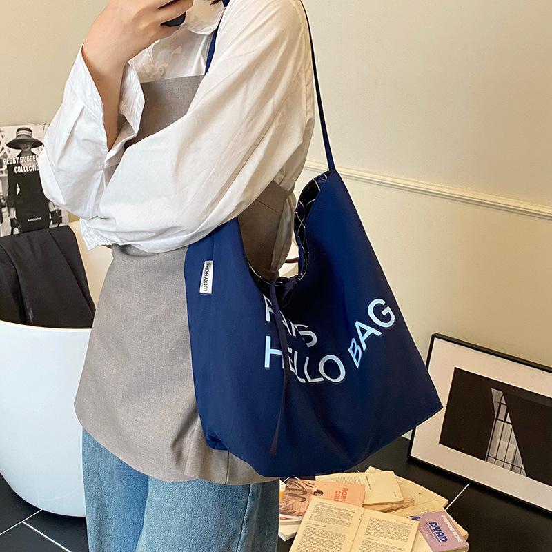 

version women s bag 2025 canvas tote bag literary and retro large-capacity letter shoulder bag double-sided messenger bag 42*18*32