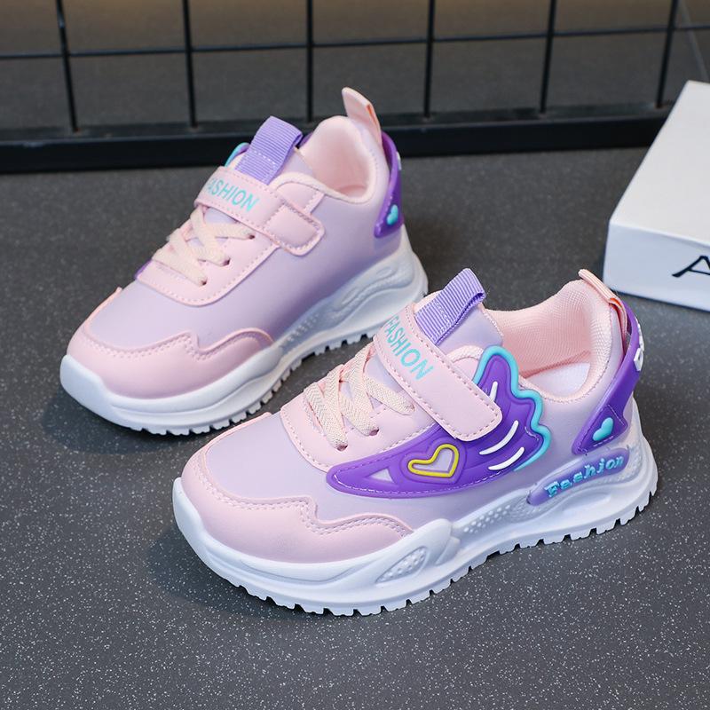 

New 2025 autumn comfortable and breathable double mesh leather surface medium and older children s sports shoes casual shoes fashion students 26