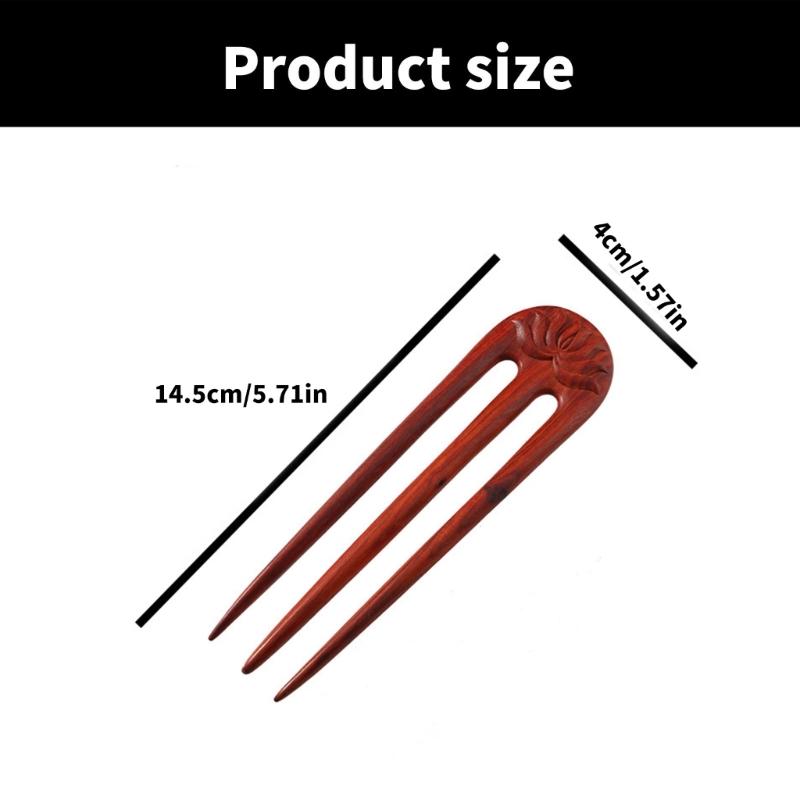 Vintage Carved Wood Hairpin Exquisite Wood Hair Stick with Handcrafted Details for Vintage Look Enthusiasts