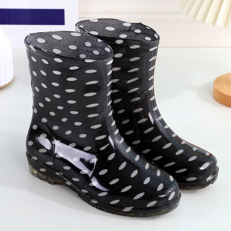 Women's Mid-Tube Waterproof Velvet-Lined Non-Slip Rubber Rain Boots
