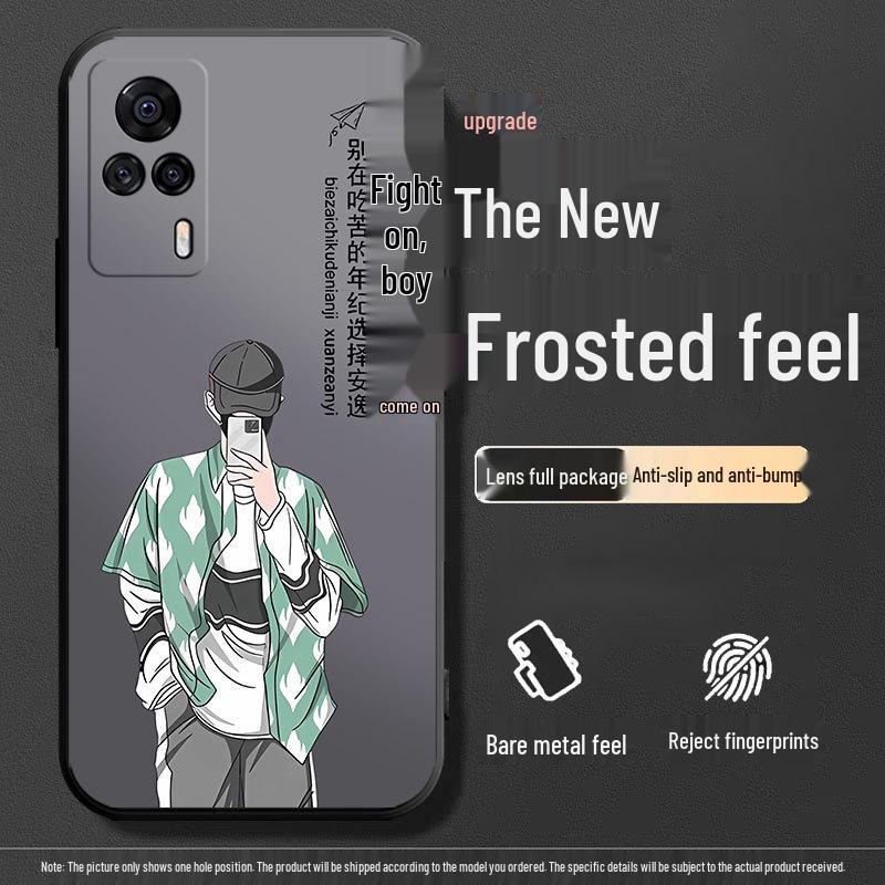 Vivo S9e V2048A Silicone Anti-Drop Cartoon Tempered Film Protective Case