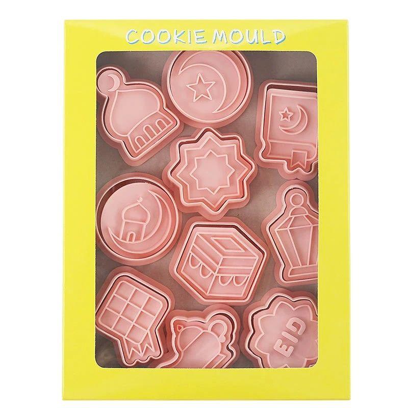 10 Pezzi Stampo in Plastica Rosa Stella Luna Stampo Biscotti Carino Tagliabiscotti 3D Tridimensionale Strumenti per la Cottura