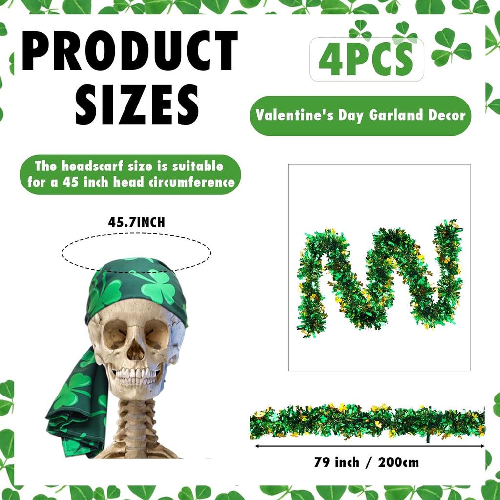 5 Pcs 12 ft Skeleton Accessories St. Patrick's Day Sculptures Giant Skeleton Accessories for Garden Lawn Outdoor St. Patrick's Day Statues Decoration