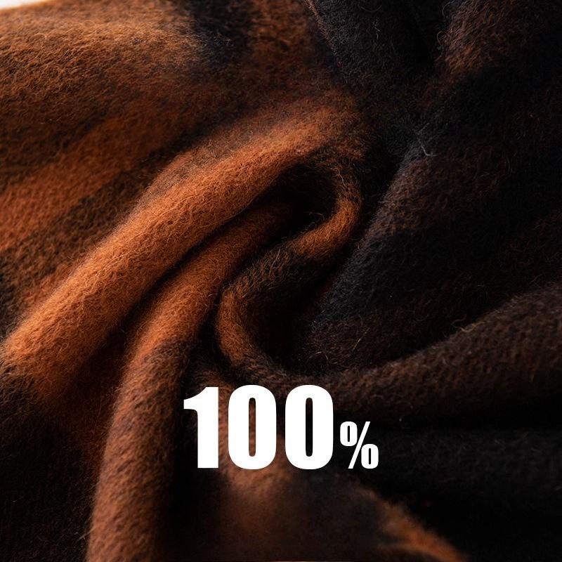 Korean Atmosphere Scarf Autumn and Winter Pure Cashmere Navy Blue Small Plaid Men and Women Warm Scarf Shawl Dual Use