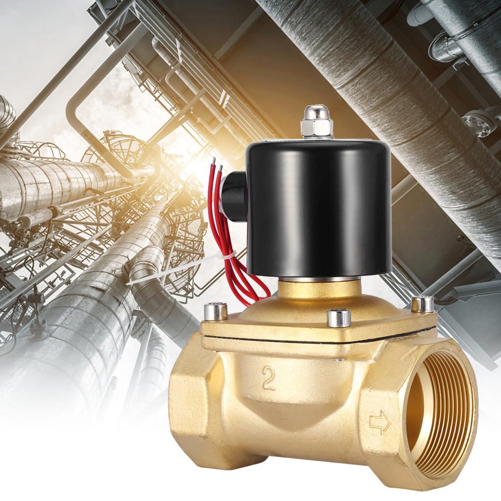 Compact Brass Electric Solenoid Valve, NC 2 AC 1MPa IP65 94oz Weight - Open When Power on, Always Close When Not Energized, for Fluids -5.80 degree