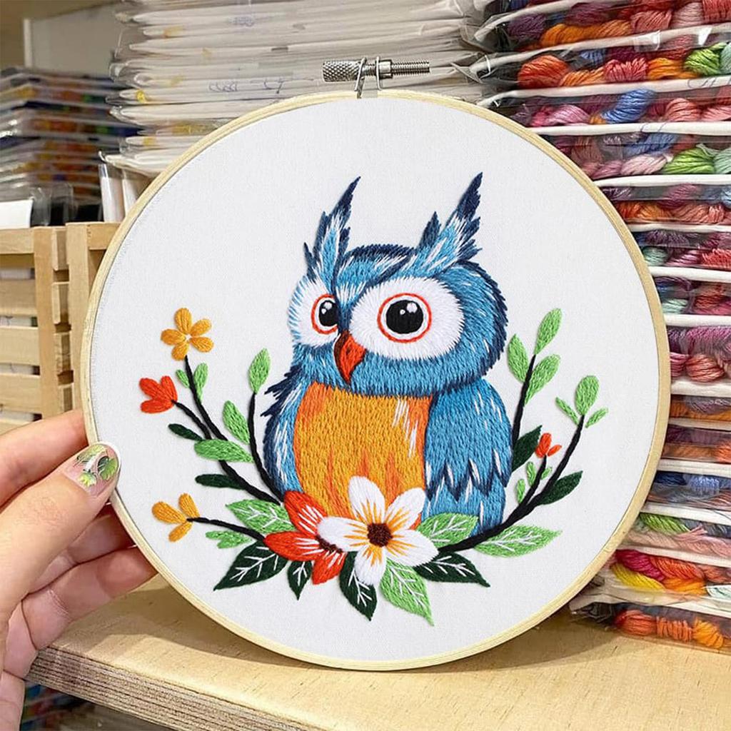 DIY 3D Stickerei Handwerk für Anfänger: Stoff Stickerei Materialset, 20cm Stickrahmen (Kein fertiger 30cm Stoff),dreiteiliges Set