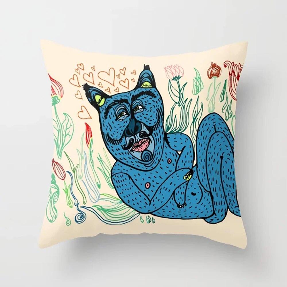 Cushion Covers Japanese Mythology Printed Pillow Cases for Bedroom Living Room Home Decor