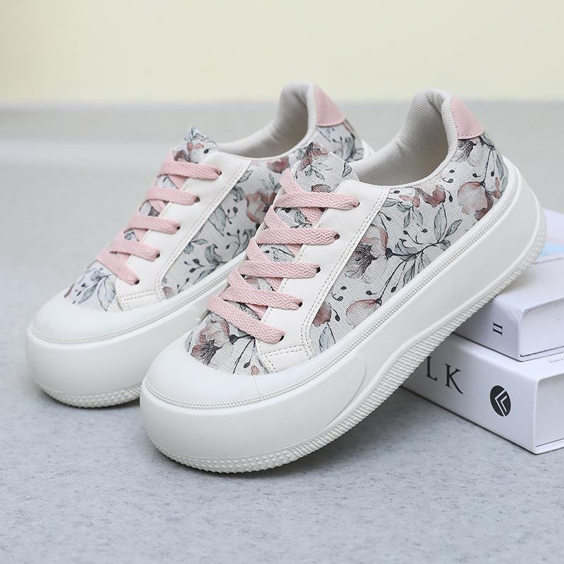 Women's Low Help Shoes Spring Autumn Outdoor Non Slip Platform Flats Comfortable Fashion Cross Tied Height Increase Casual Shoes