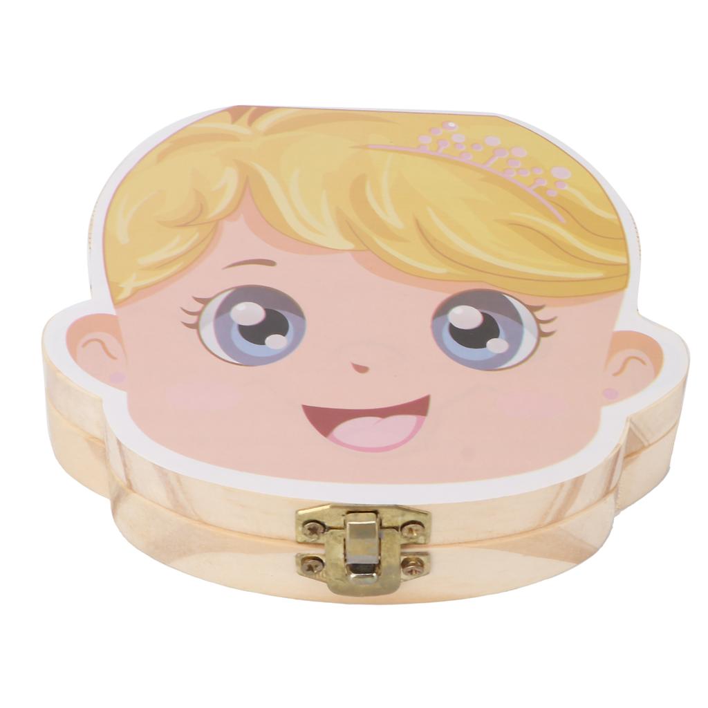 Baby Wooden Tooth Box Individual Holes Primary Teeth Organizer English Kids Keepsake BoxGirl