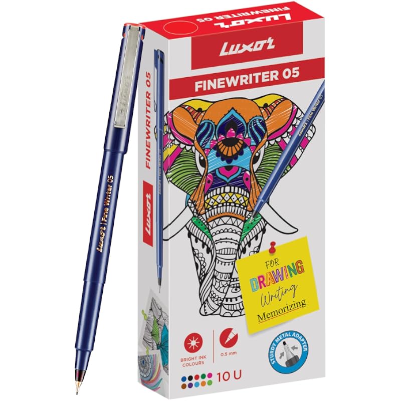 Luxor Fine Writer Red Color (pack Of 10 Pen)