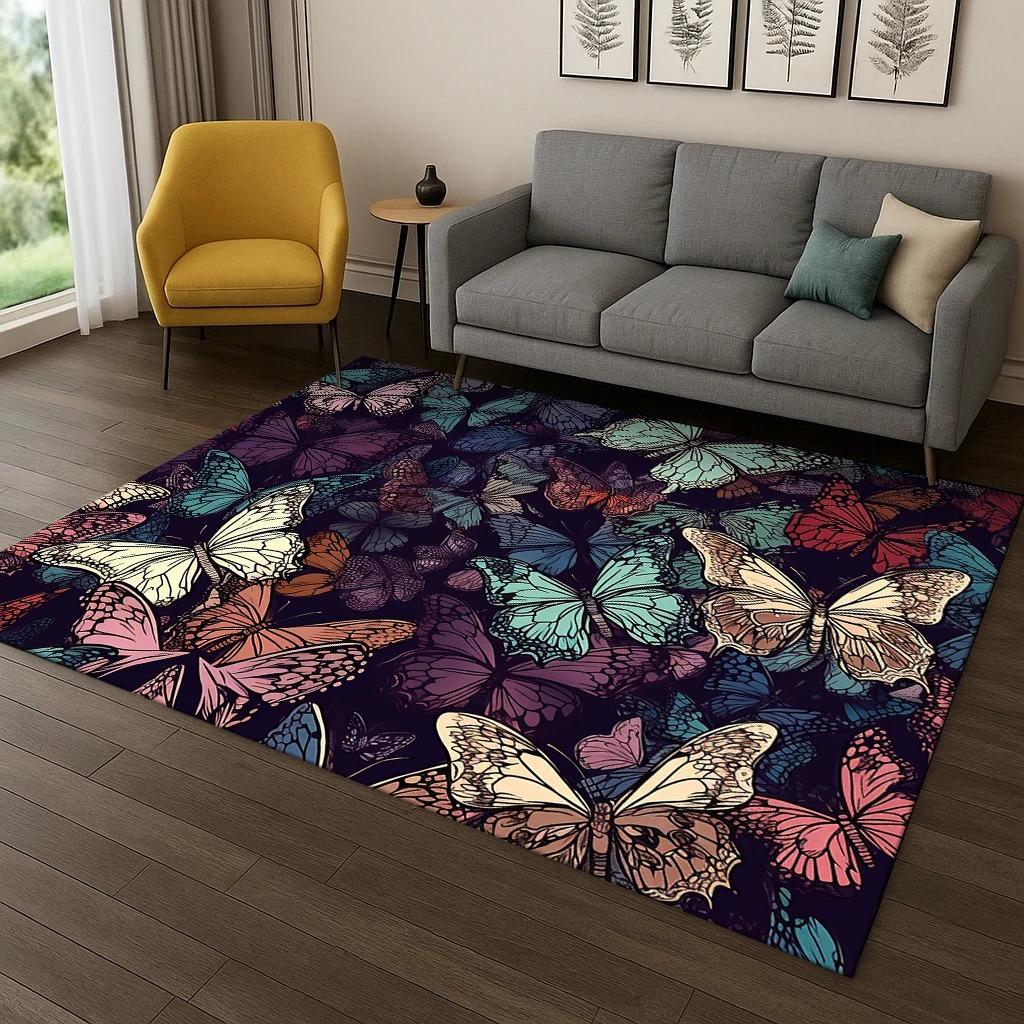 Exquisite Dreamy Butterfly Carpet Rug for Bedroom Living Room Sofa Doormat Kitchen Home Decor Carpets for Living Room Bedroom