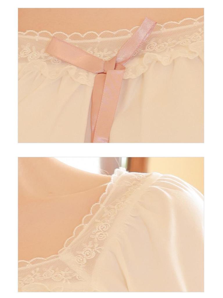 Women's Embroidered Lace Cotton Pajamas - Long Sleeve French Court Style for Spring and Autumn