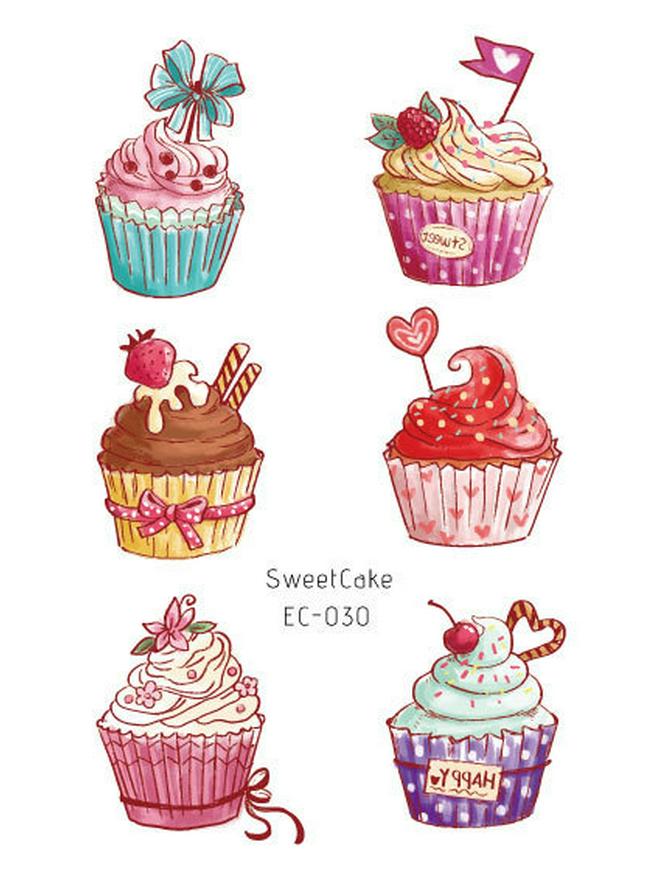 Wasserdichte Niedliche Eis & Donut Tattoo Aufkleber für Kindergeburtstage