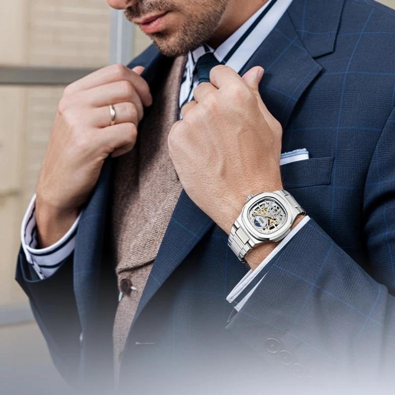 MARK FAIRWHALE Mechanical Watches for Man Tourbillon Stainless Steel Waterproof Automatic Movement Luxury Men Watch Best Gift
