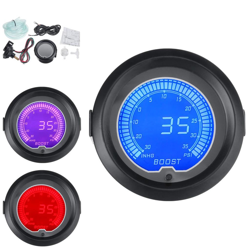 Turbocharger Boost Gauge For Car 52mm Digital Lcd Display High Accuracy Automotive Instrument