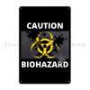 Attention Caution Biohazard Smeared Metal Sign Wall Mural Cave Printing Cinema Rusty Tin Sign Poster