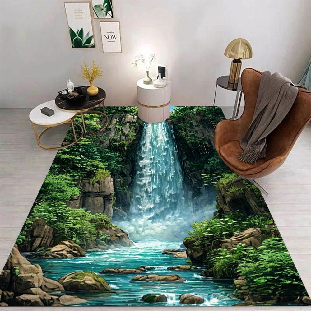 Landscape Cartoon Area Rug Non-Slip Washable Mat for Living Room Bedroom Kitchen Sofa Table Balcony Home Decor Floor Carpet
