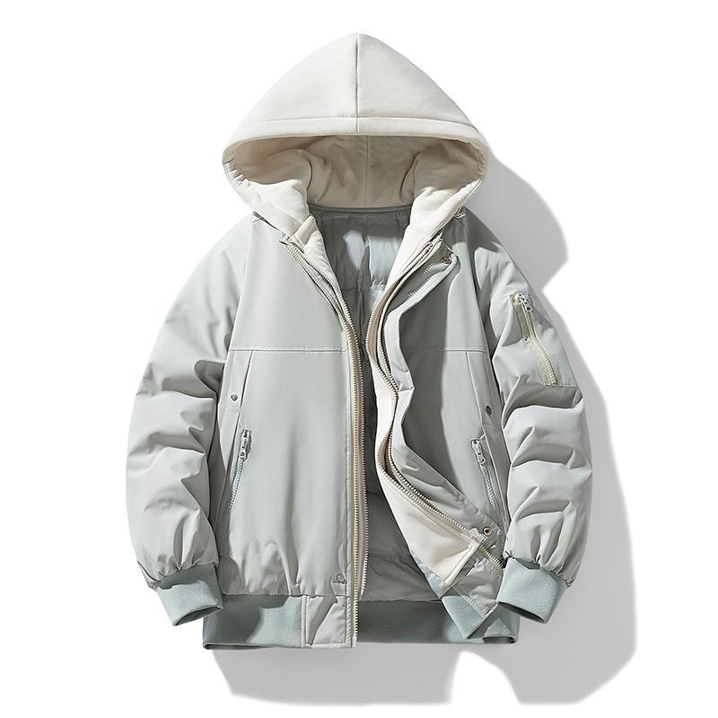 Printable OO Fake Two-piece Cotton-padded Clothes for Men and Women, Loose Cotton-padded Clothes In Winter, Couple's Hats, Removable Coats for Men