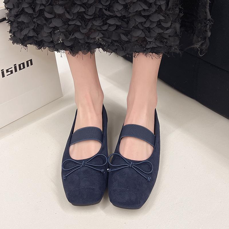 Elegant Ballerinas Woman 2025 Bow-Knot Summer Shoes Ladies Female Footwear Shallow Mouth Autumn Square Toe Ballet Butterfly Dres